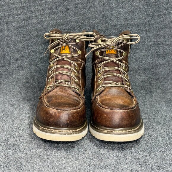 Caterpillar CAT‎ Calibrate Steel Toe Work Boots Men\'s 12 Brown Leather Moc Toe main image 14